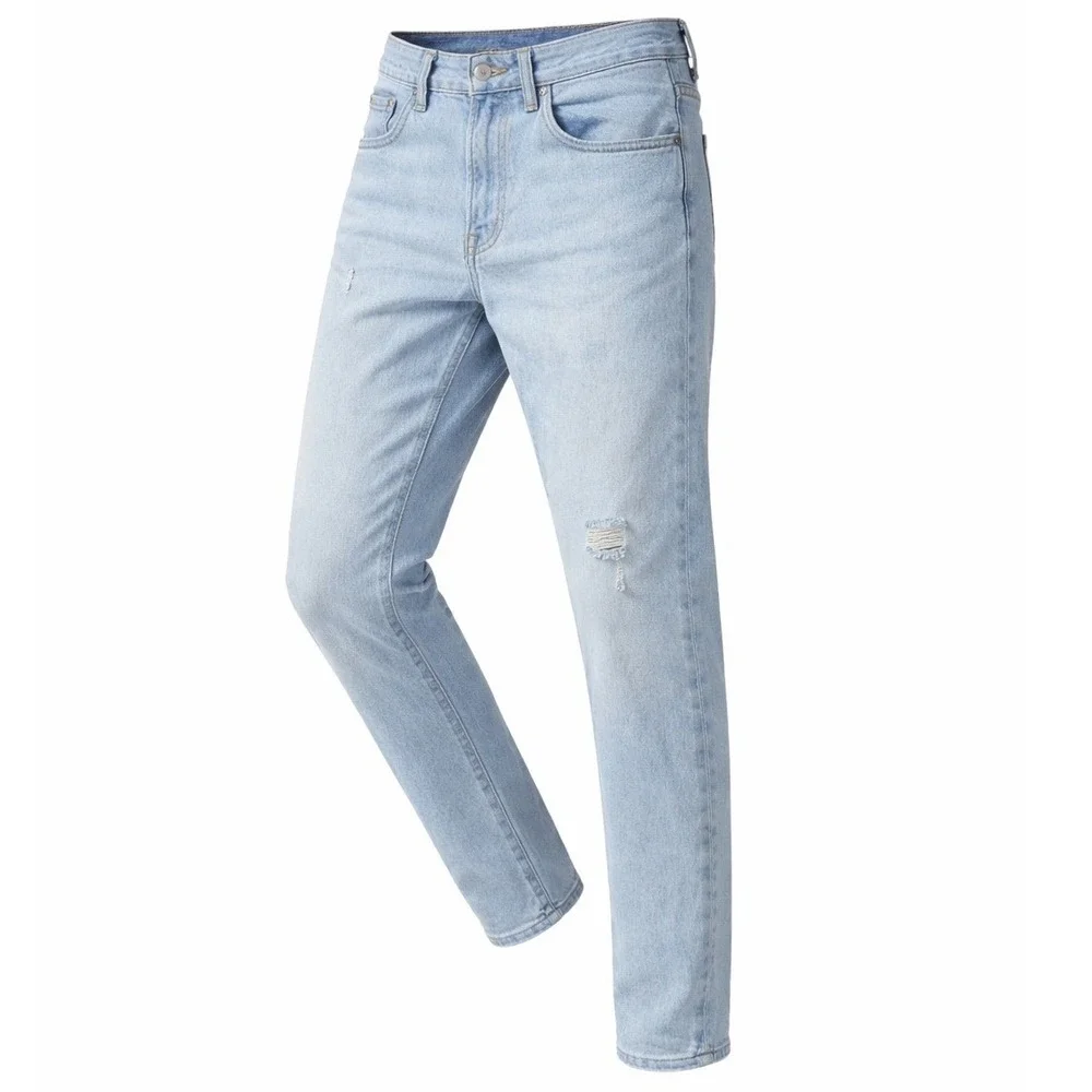 Levi's 501 Skinny Mens W24 L30 Distressed Light Wash Solid Slim Modern Jeans